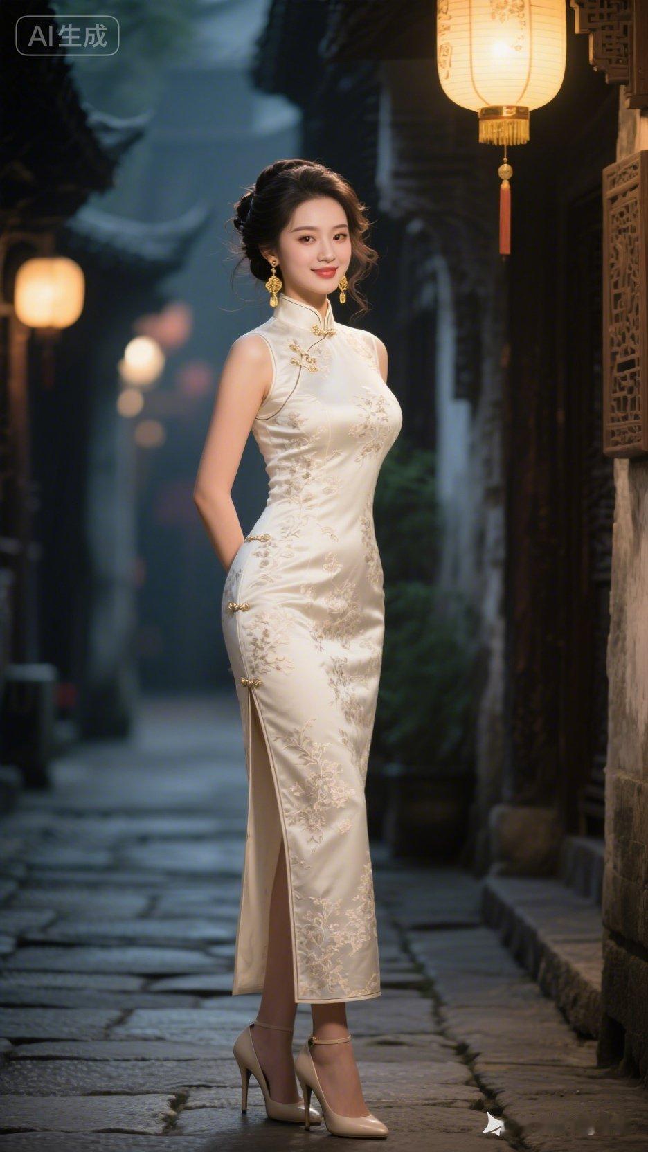 古风美人，旗袍飘逸，韵味十足！