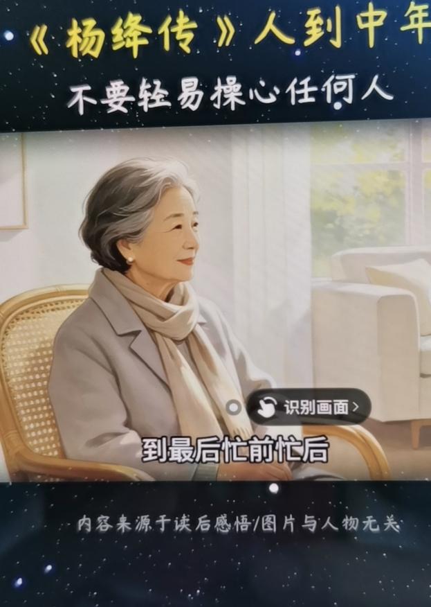 《杨绛传》中写到，人到中年不要轻易操心任何人，哪怕血脉相连的至亲，也别事事插手处