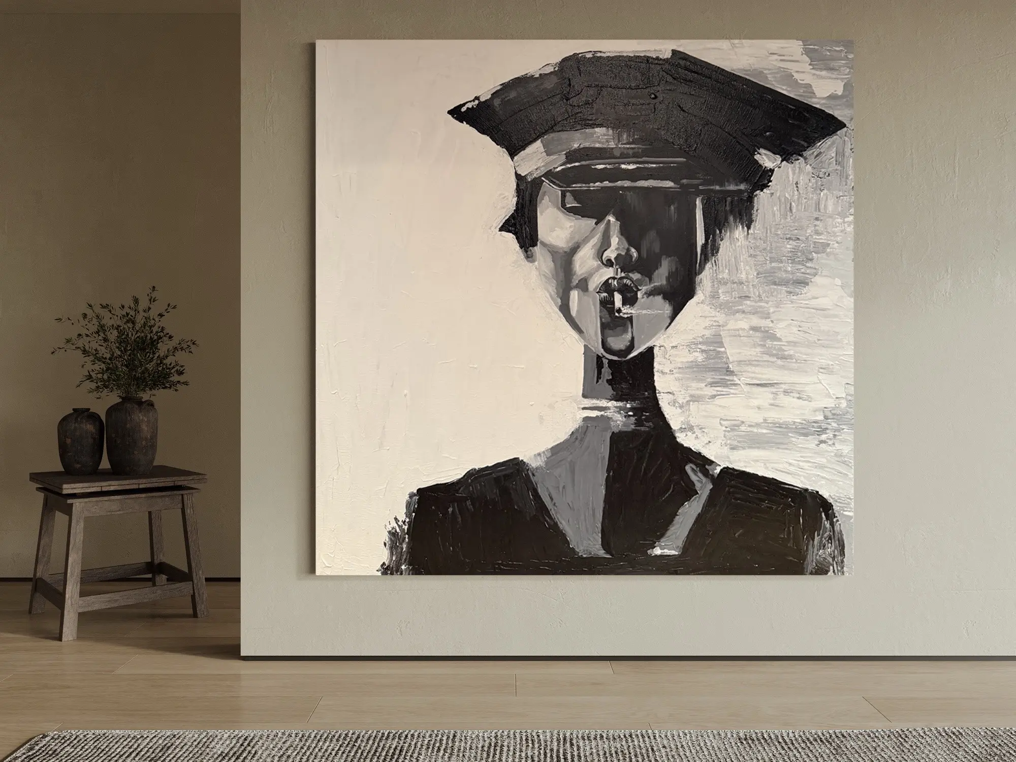 伍先生的画。尺寸1米乘1米，带框