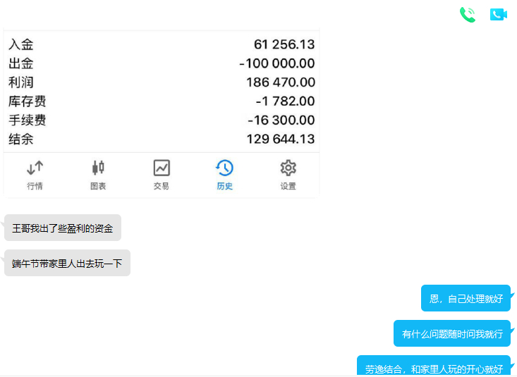 恭喜陈兄弟出金10万美金！！为交易而入金，因实现投资价值而选择获利出金，改善家庭