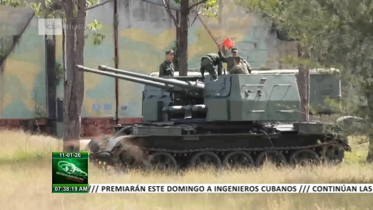 古巴军队T-54-57-2自行高炮的罕见亮相。这是一种由古巴本土改装的T-54坦