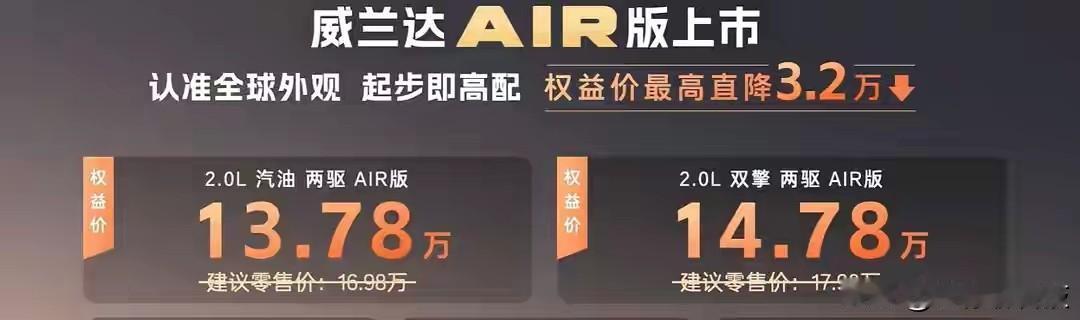 13.78万起！威兰达这波操作有点狠啊

刚开工广汽丰田就放大招了！威兰达AIR