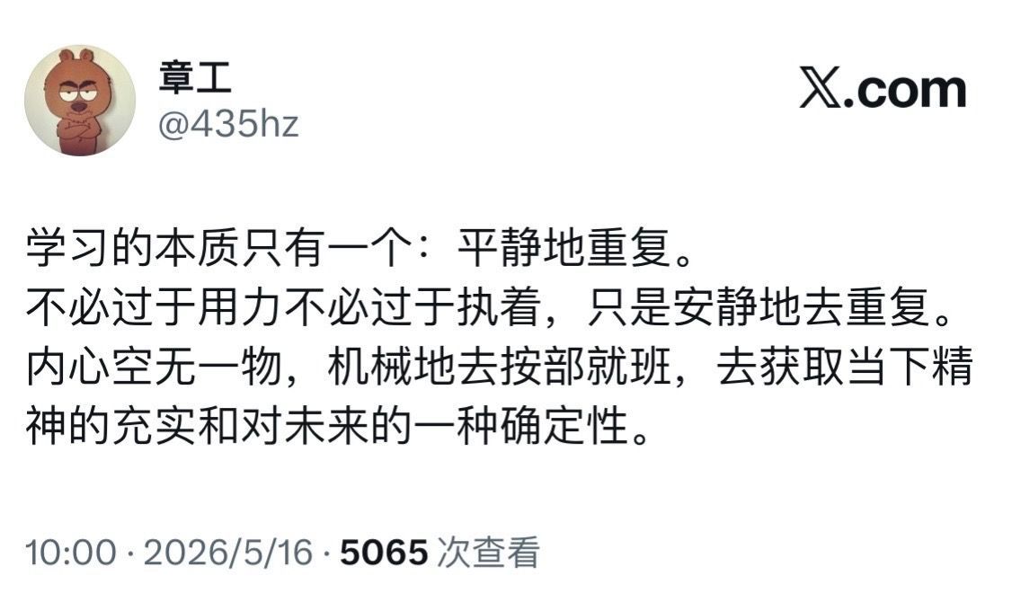 学习的本质只有一个：平静地重复。 