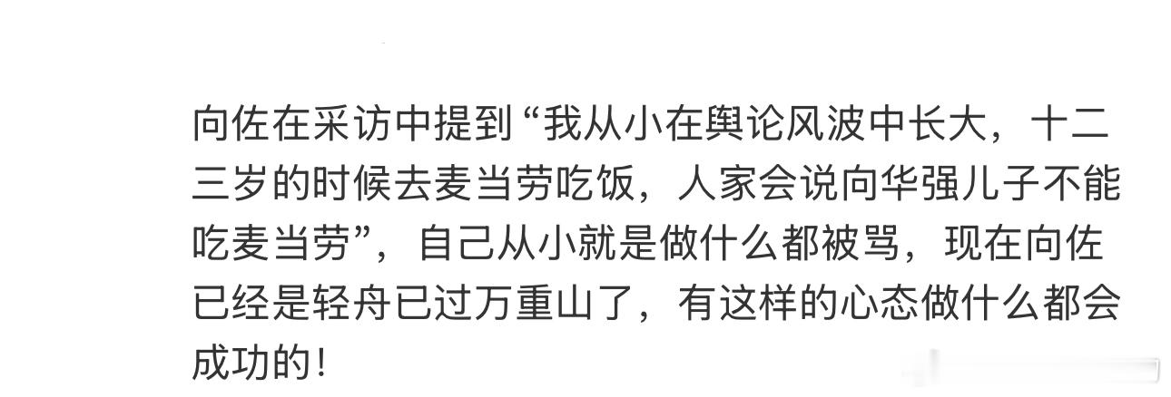 向佐 我从小在舆论风波长大 向佐在采访中提到“我从小在舆论风波中长大，十二三岁的