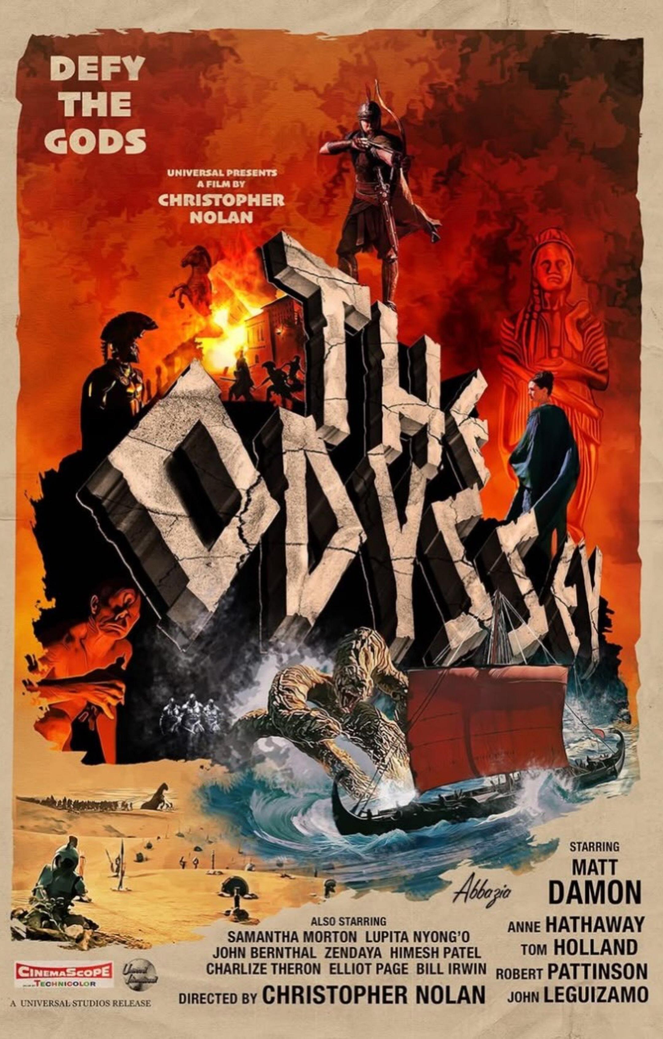 一张《奥德赛》复古艺术海报致敬威廉·惠勒导演的史诗片《宾虚》（1959），原海报