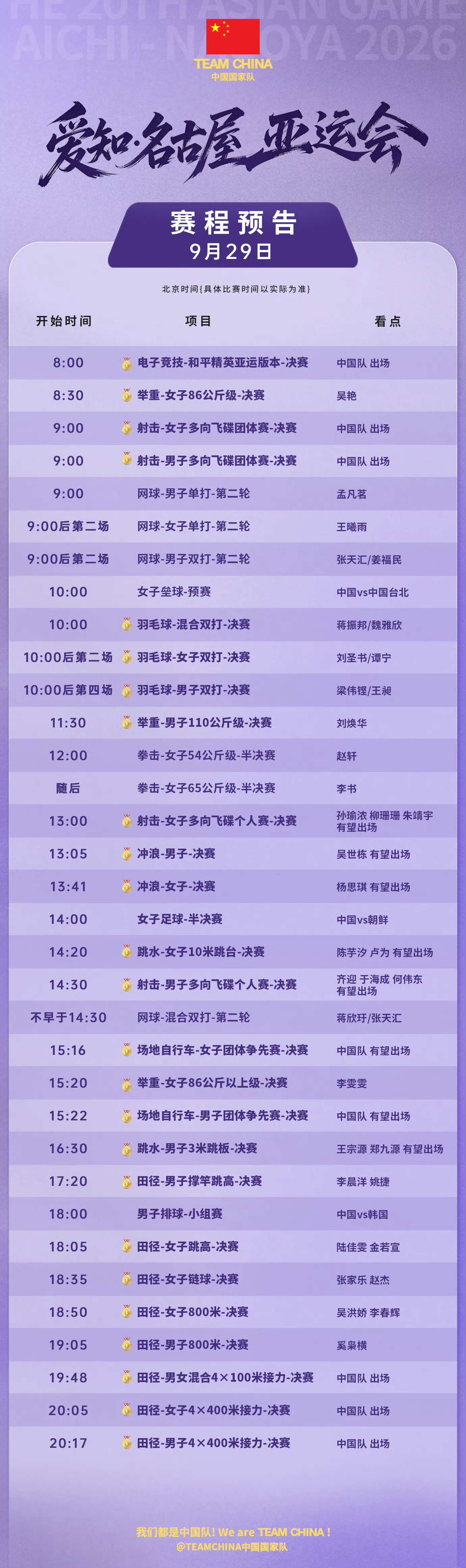 9月29日亚运会赛程亚运会中国羽毛球队[超话] ​​​