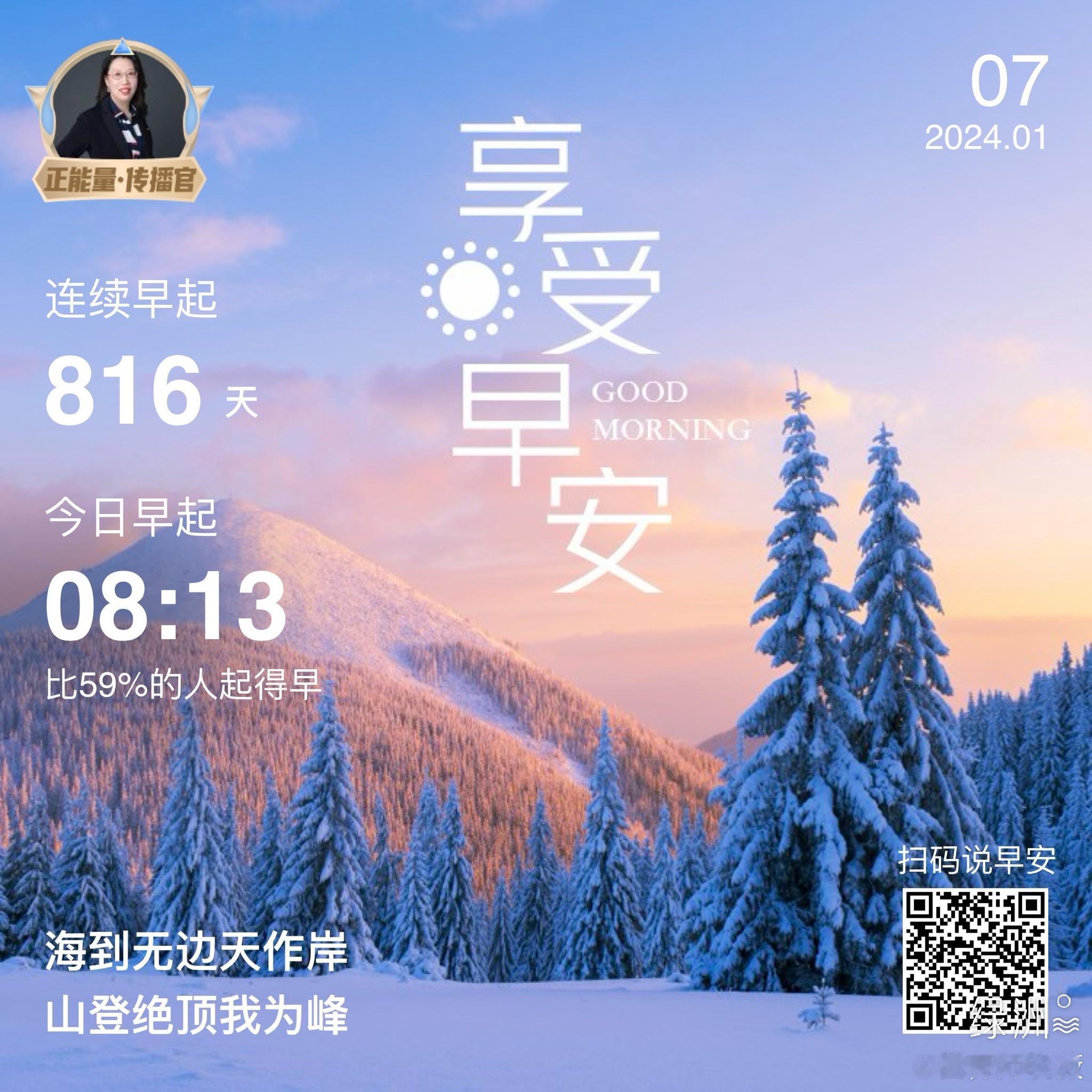 #早安#海到无边天作岸山登绝顶我为峰 