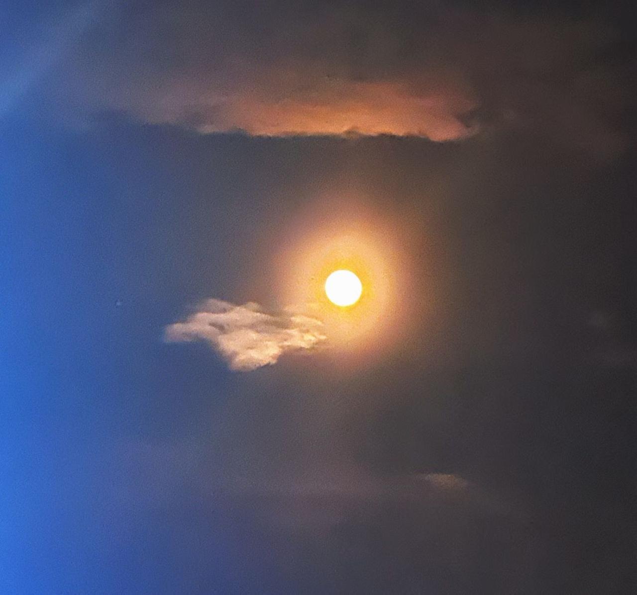 夜色漫上来，晚风轻轻拂过肩头，抬头撞见一轮圆月高悬
月光温柔又清冷，洒在身上，却