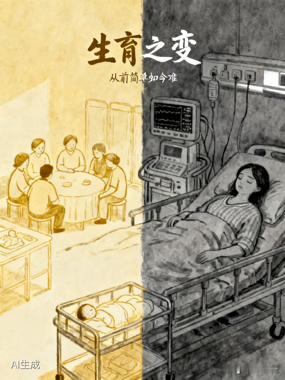 以前生孩子好像很简单，一般家庭都会生两三个，多的五六个，少数生八九个。都是去医院