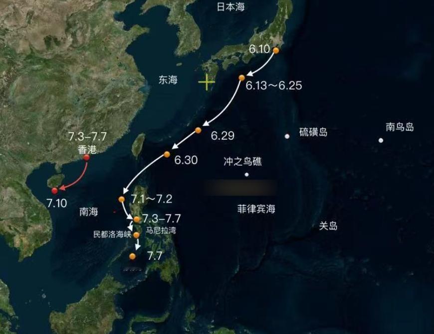 中美航母没有完全对峙，山东舰去了三亚港，华盛顿舰去了菲律宾南部的苏禄海！从7月7
