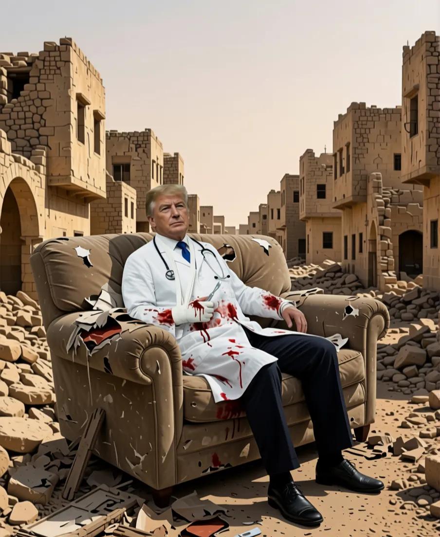 特朗普真是个热心肠的人，大老远屁颠屁颠跑到中东去给伊朗做了一次外科手术，治好了伊