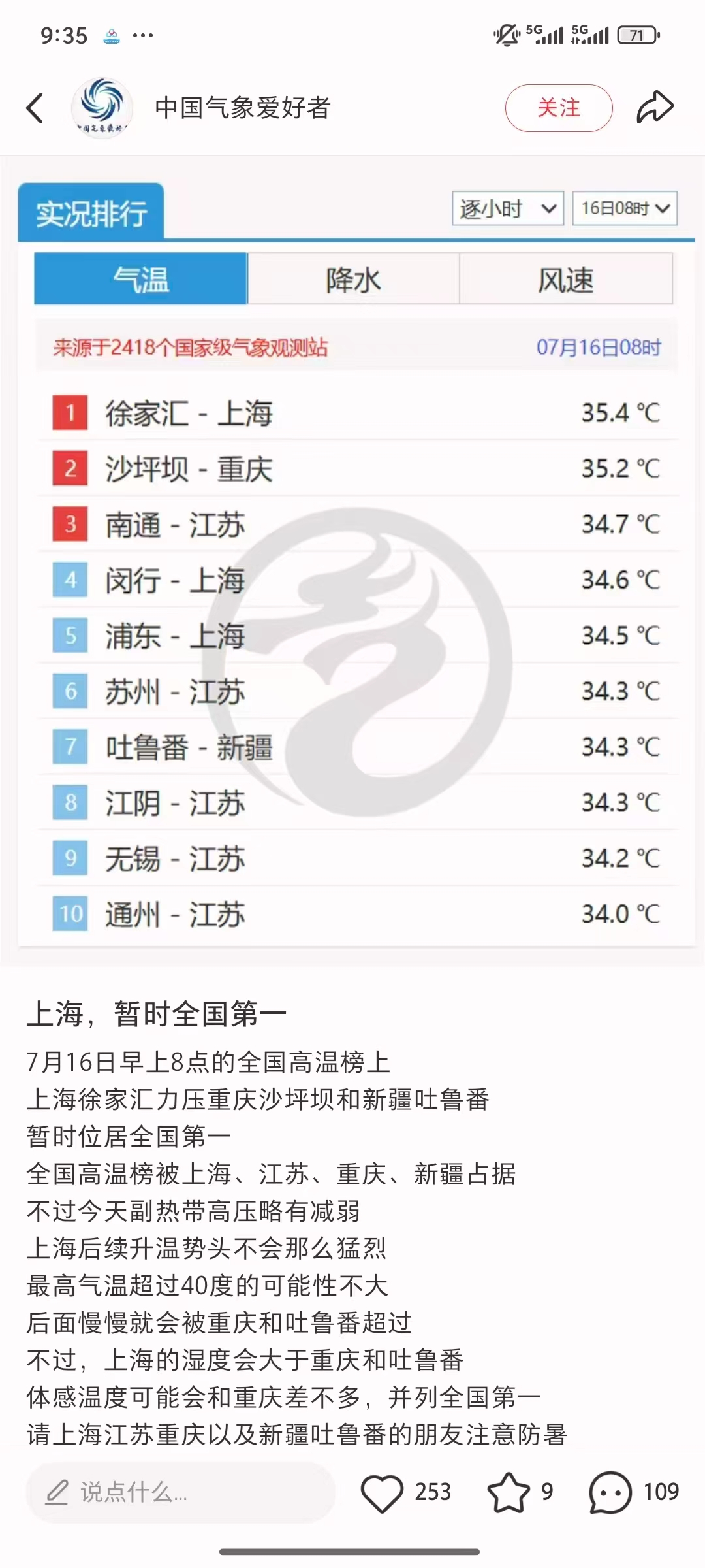 丙午年夏天的上海，温度变成了全国第一。 
