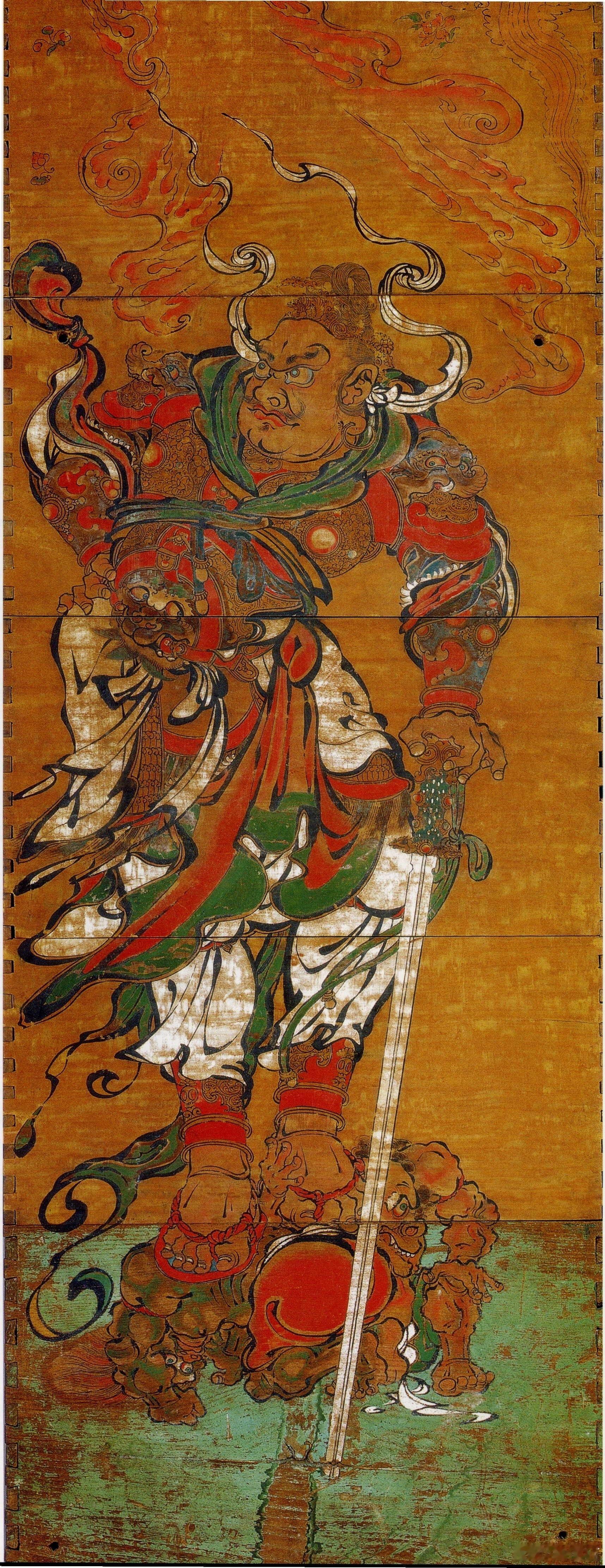 瑞光塔四天王像，苏州博物馆/藏此套彩绘四天王像，北宋神品，有唐代画圣吴道子传派的