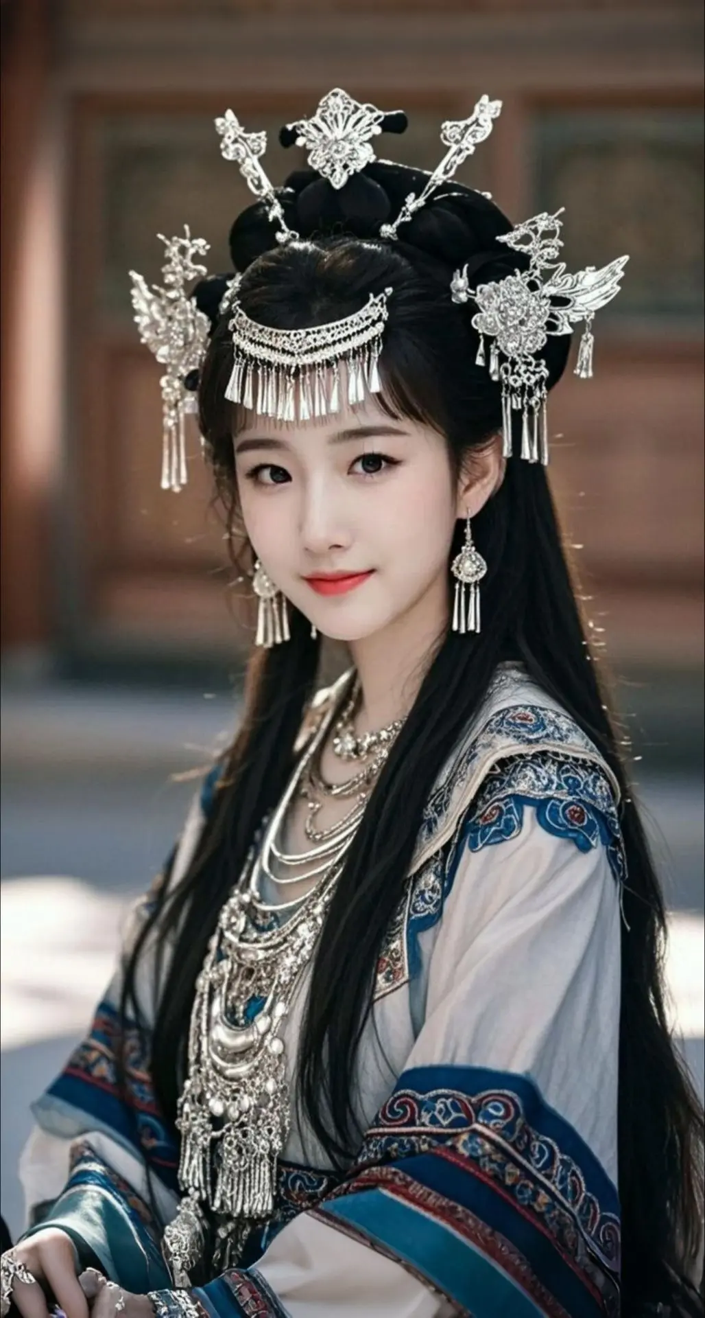 AI扩图 AI银簪佳人