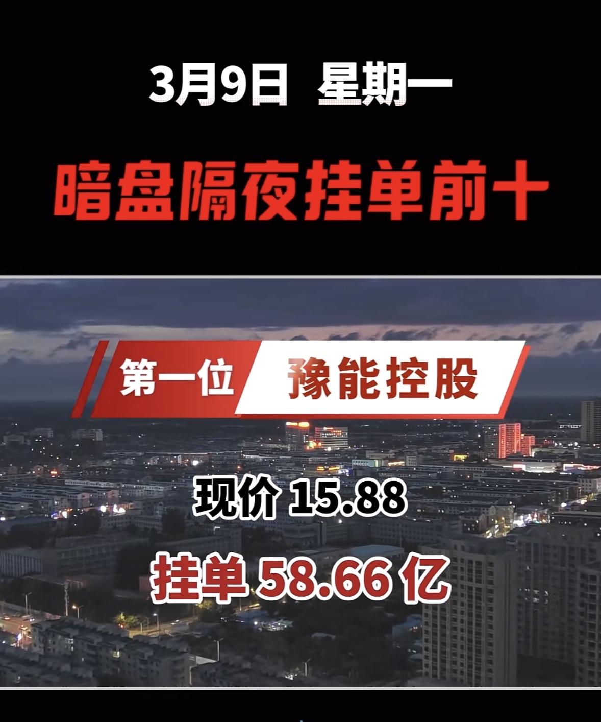 3月9日暗盘隔夜挂单榜前10位个股梳理。

3月9日暗盘隔夜挂单榜很有看头。有只