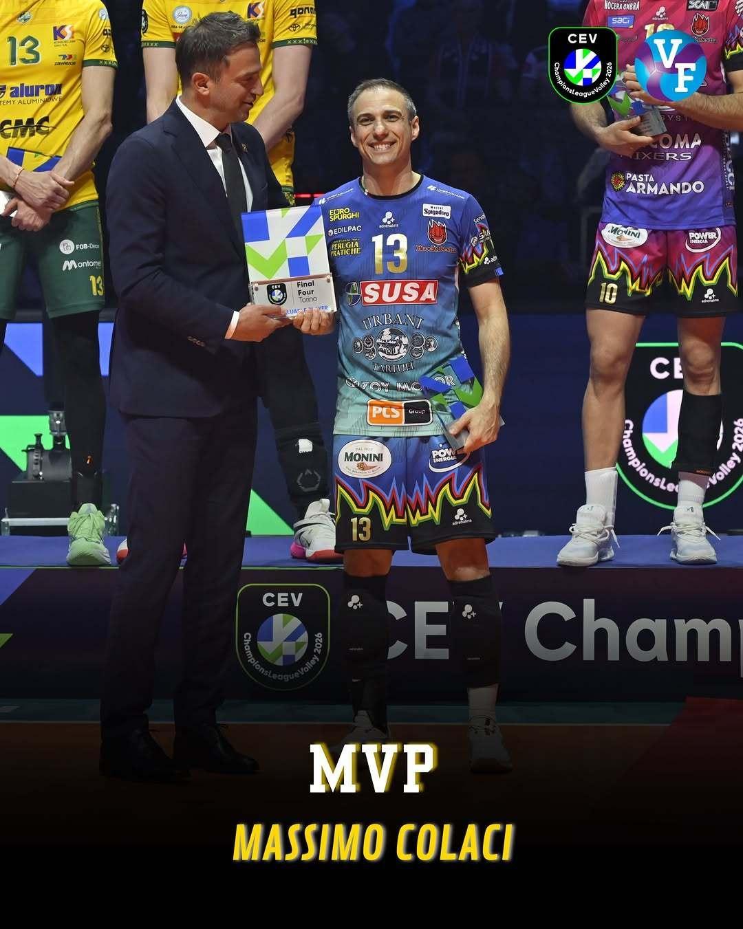 🏆 男排欧冠个人奖项：1. MVP & 最佳自由人：Massimo Colac