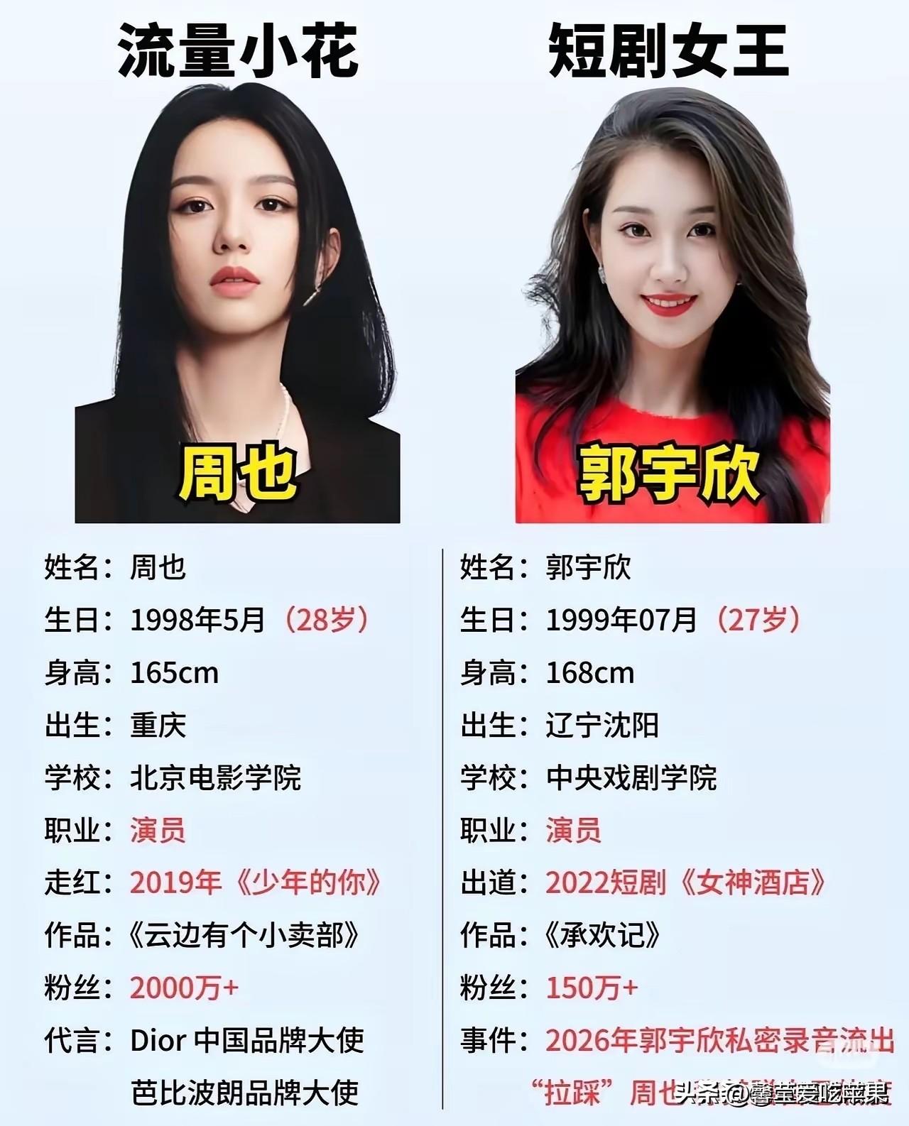 实话实说，周也更漂亮，不接受反驳！