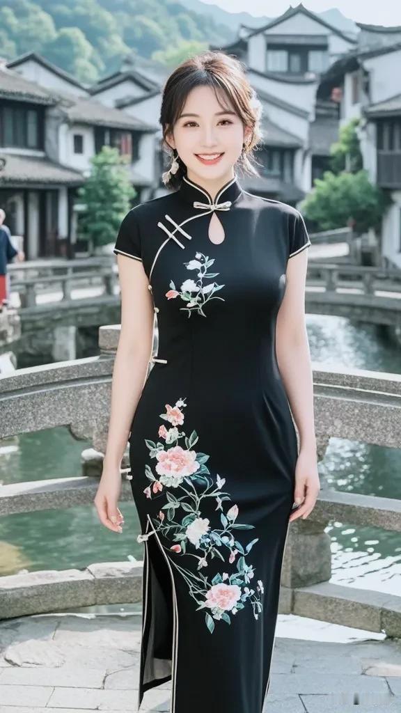 青丝素裙秀，绣出江南美。