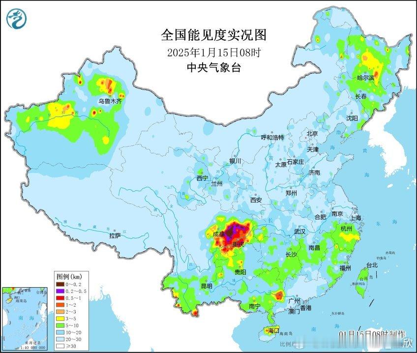 【雾】今晨四川盆地雨后放晴，出现大雾天气。到今天9时，四川资阳和遂宁能见度还不足