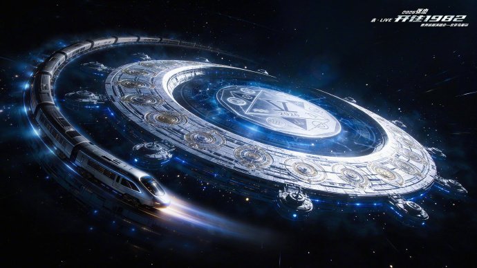 张杰鸟巢舞台概念图期待史无前例的斗转星移四面台，巨大的行星文化logo升降舞台+