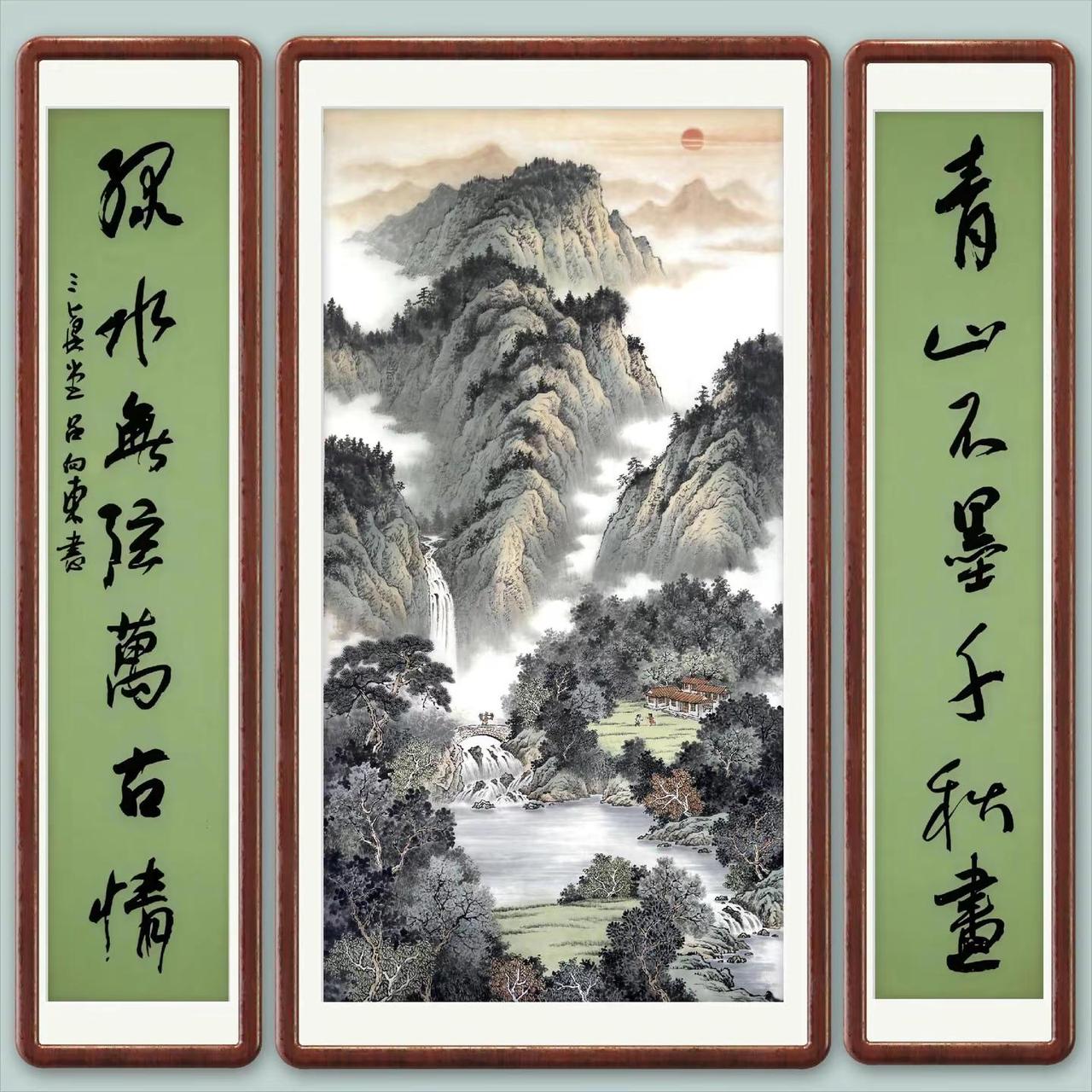 现货山水中堂。四尺山水中堂创作者中心 创作灵感 国画山水有意境 中堂画