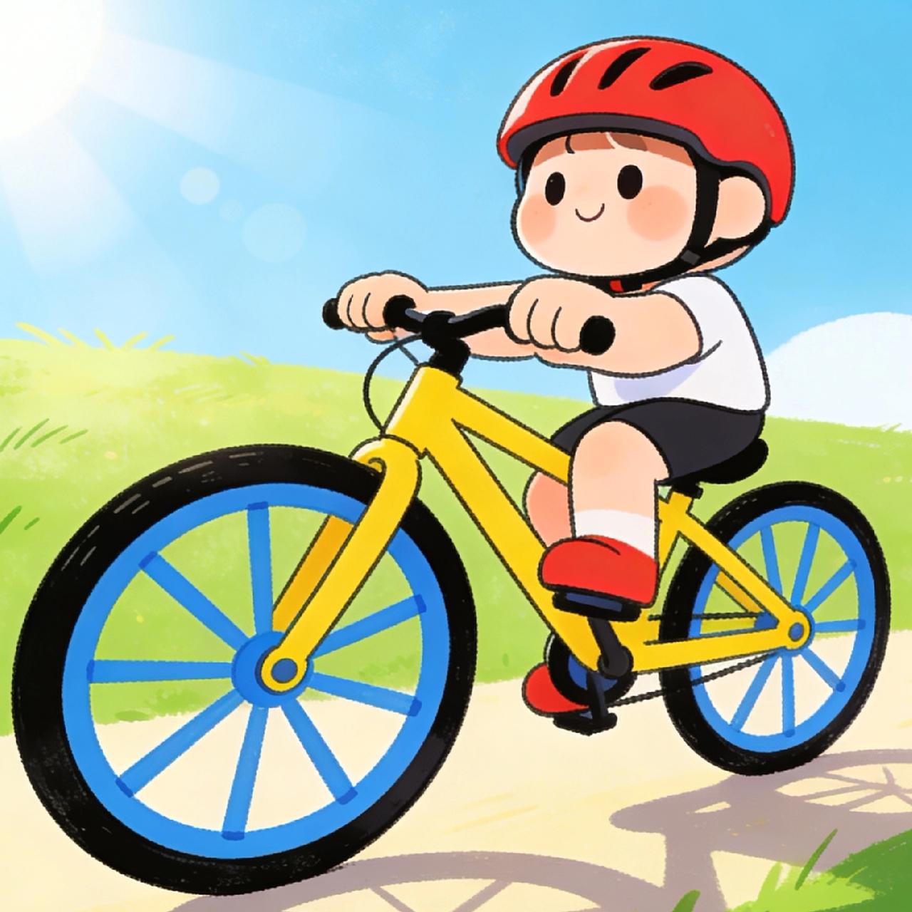 胡子叔叔，今天真的很高兴，终于骑上了自己的自行车，以前在村子里的时候，他总是骑着