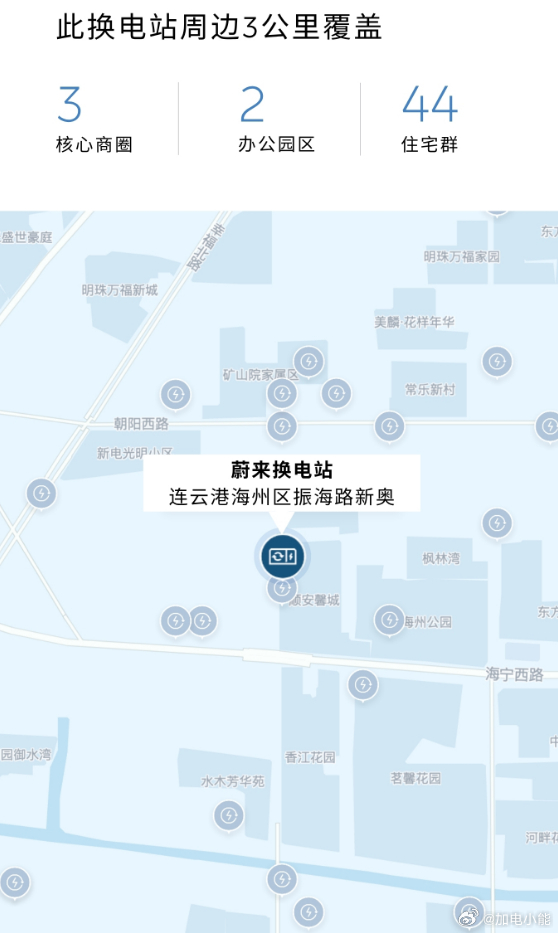 换电站是电动车的加油站蔚来换电站 | 连云港海州区振海路新奥 上线周边3公里覆盖