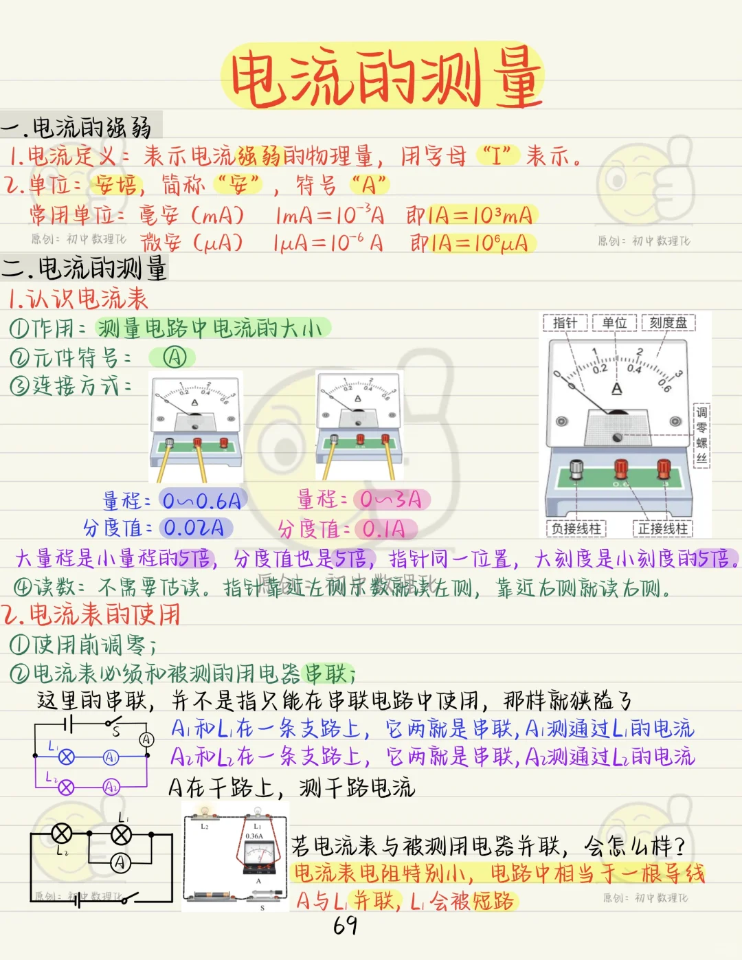 新初三暑假预习九物《电流的测量》
