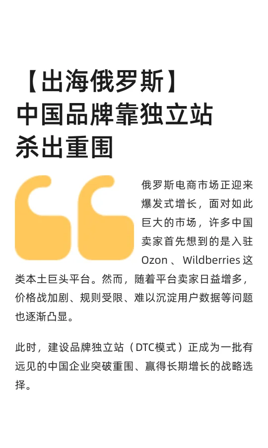 【出海俄罗斯】中国品牌靠独立站杀出重围