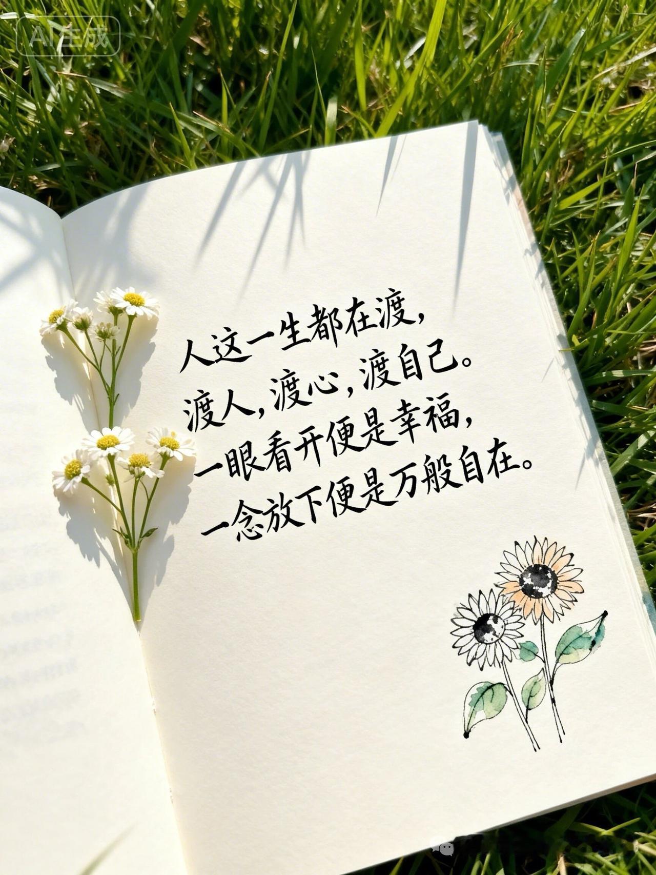 今天读到的金句分享今天读到的金句：人这一生都在渡，渡人，渡心，渡自己，一眼看开便