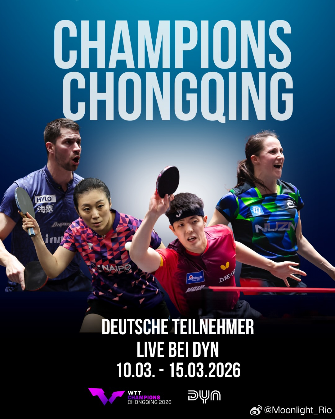 WTT重庆冠军赛2026 德媒Dyn宣传海报 