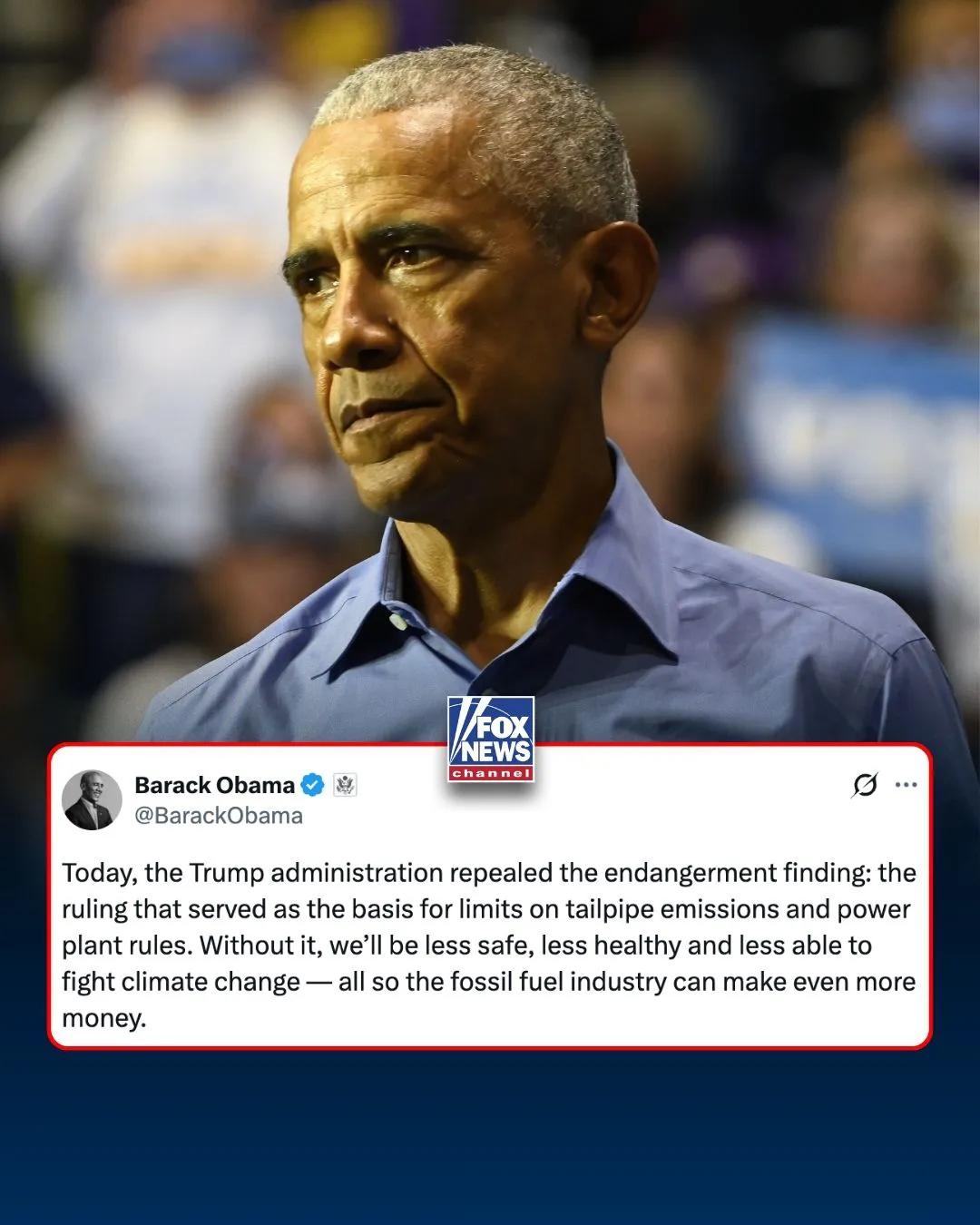 “我们将更不安全”：前总统奥巴马在特朗普政府废除美国环保署2009年的“危害认定