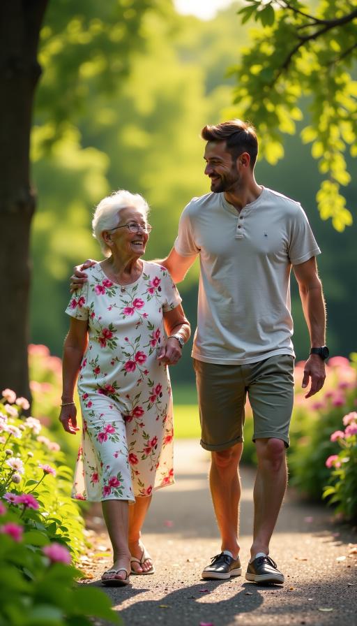 那份不用说的“谢谢”** 有一位老奶奶每天都会在公园里遛弯。有一天，她不小心绊倒