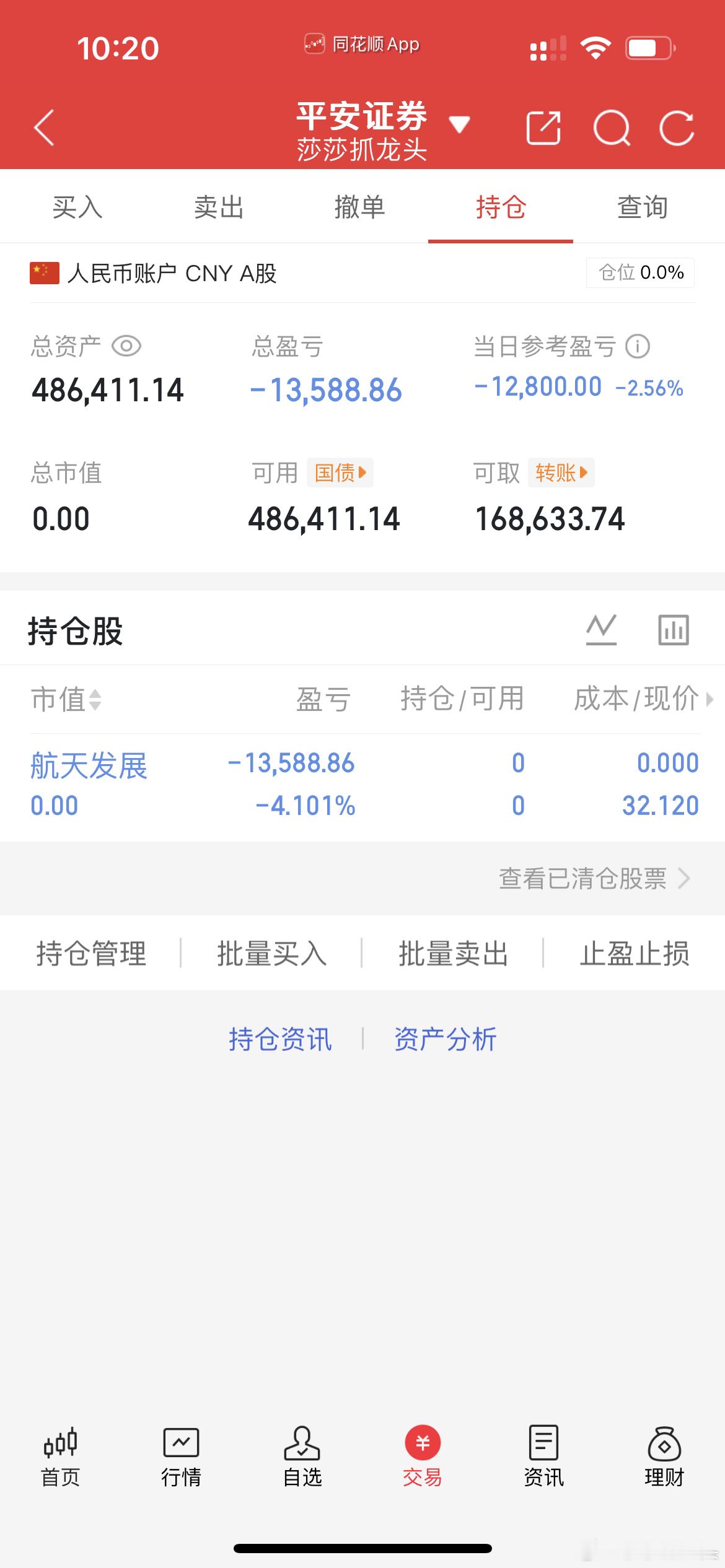 航天发展止损了，今天是保险证劵出来护盘，小盘股比例拉垮，看不懂就先出来了 
