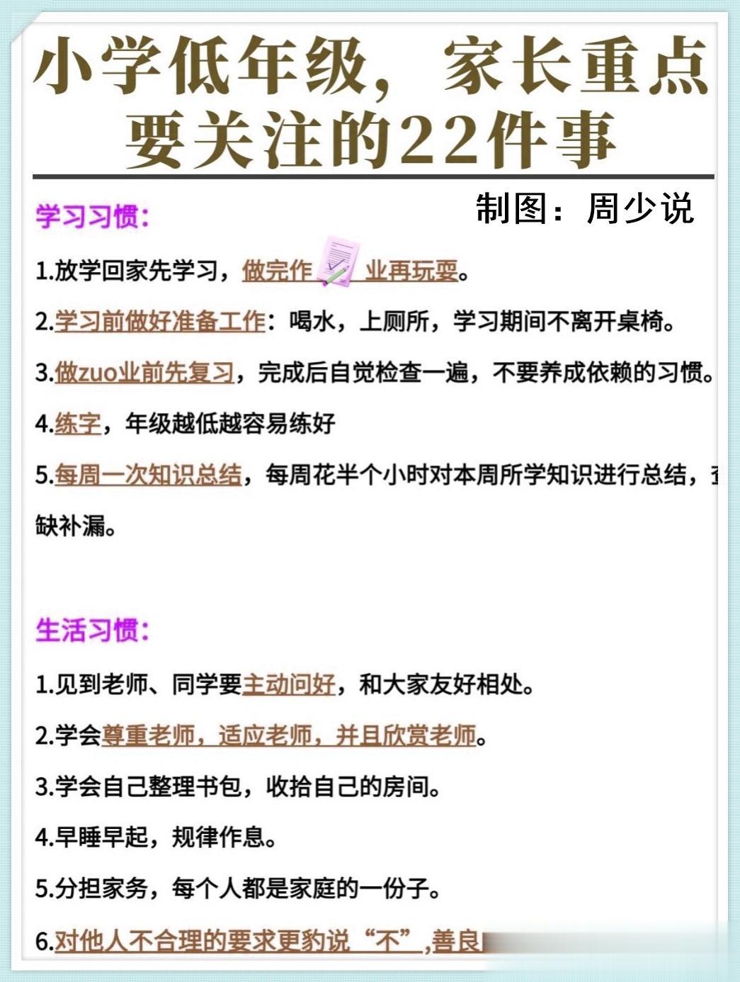 孩子读小学的，家长们一定要重点关注这22件事，涵盖学习习惯、生活习惯、语文习惯和