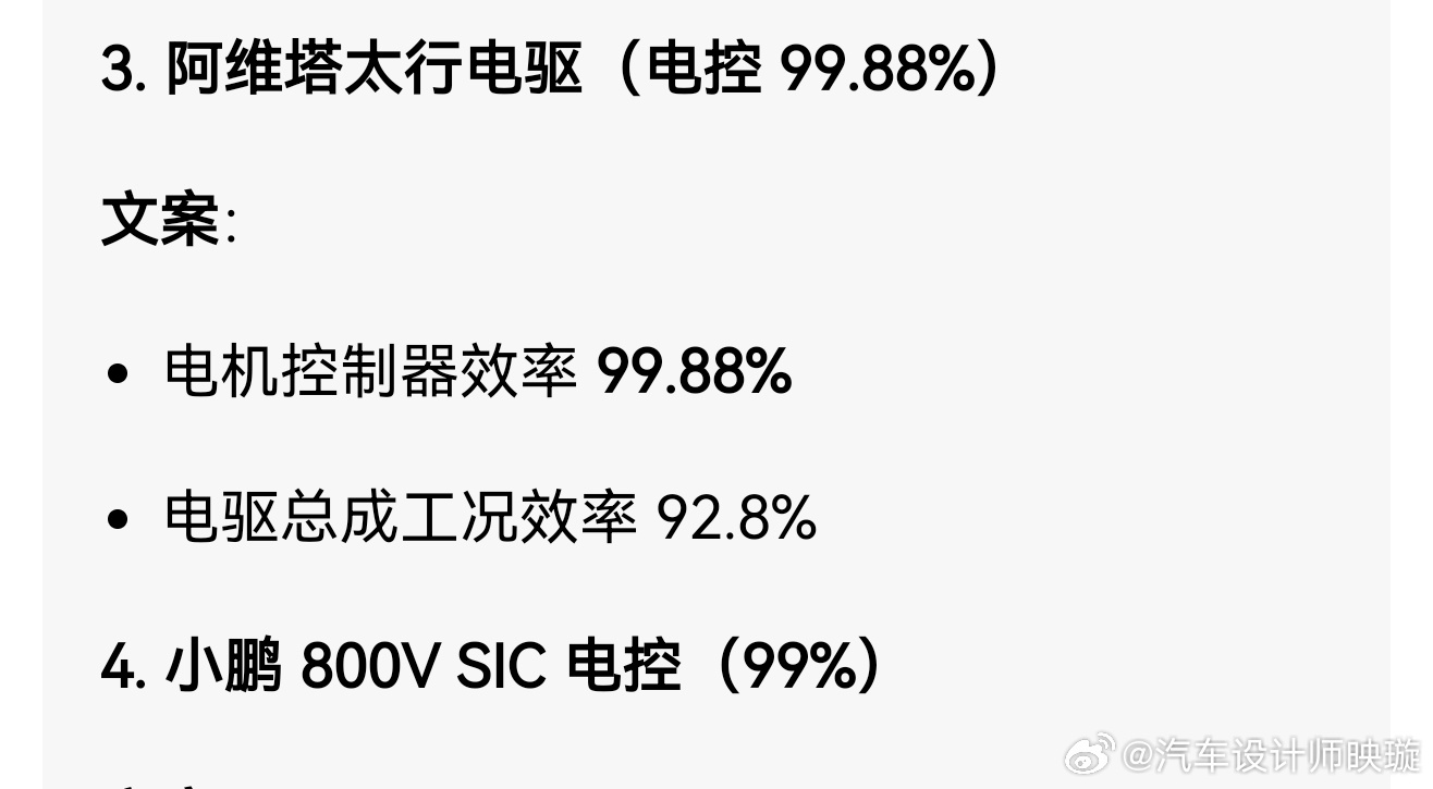 别被车企忽悠了。车用电机真实天花板，就在 98%～98.2%。凡是宣传 99%、