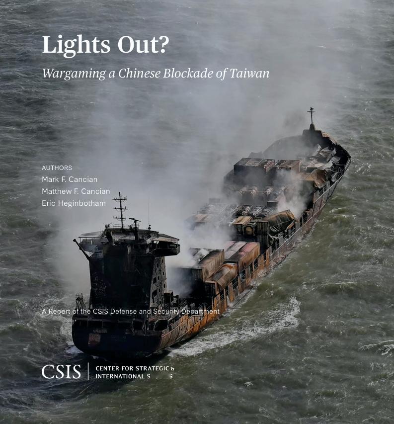 CSIS哪个报告是真几把逆天别人推演情况是让他推演“执法力量介入”、“海空军封锁