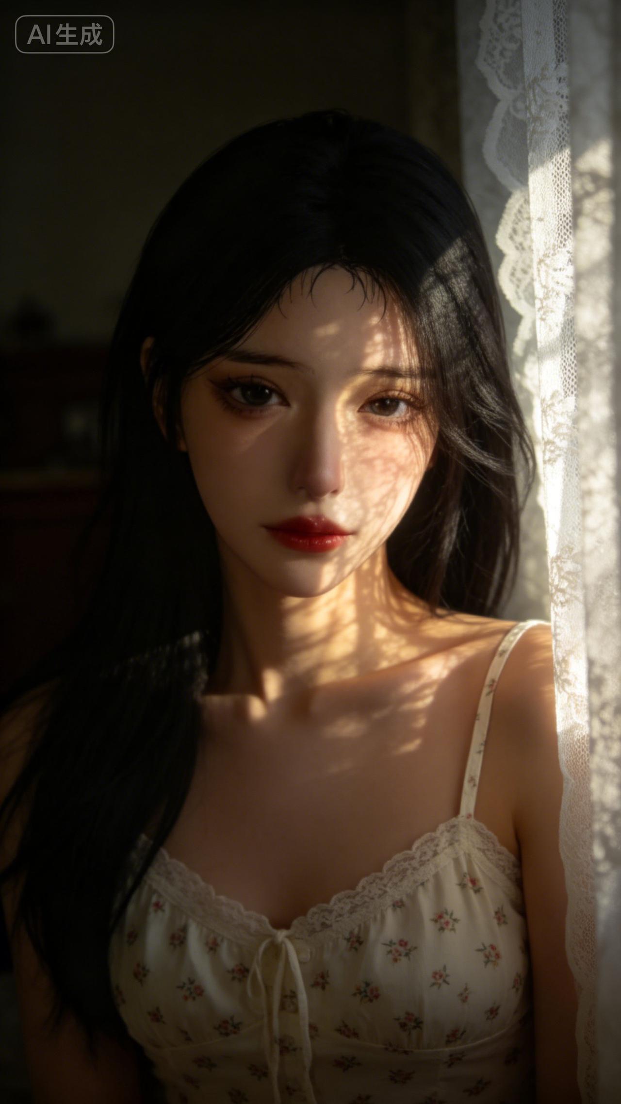 她静静地坐在那里，眼神里藏着说不出的故事。
没人知道，她在看什么，也没人知道，她