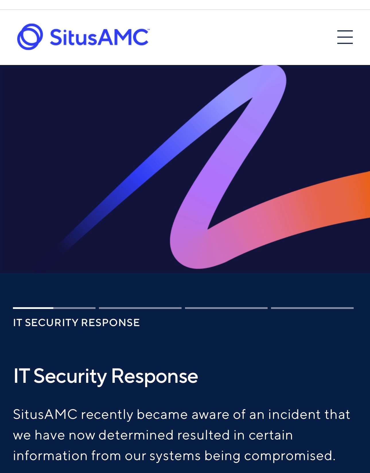 纽约时报周六报道，房地产贷款机构的技术服务商SitusAMC表示，公司在11月1