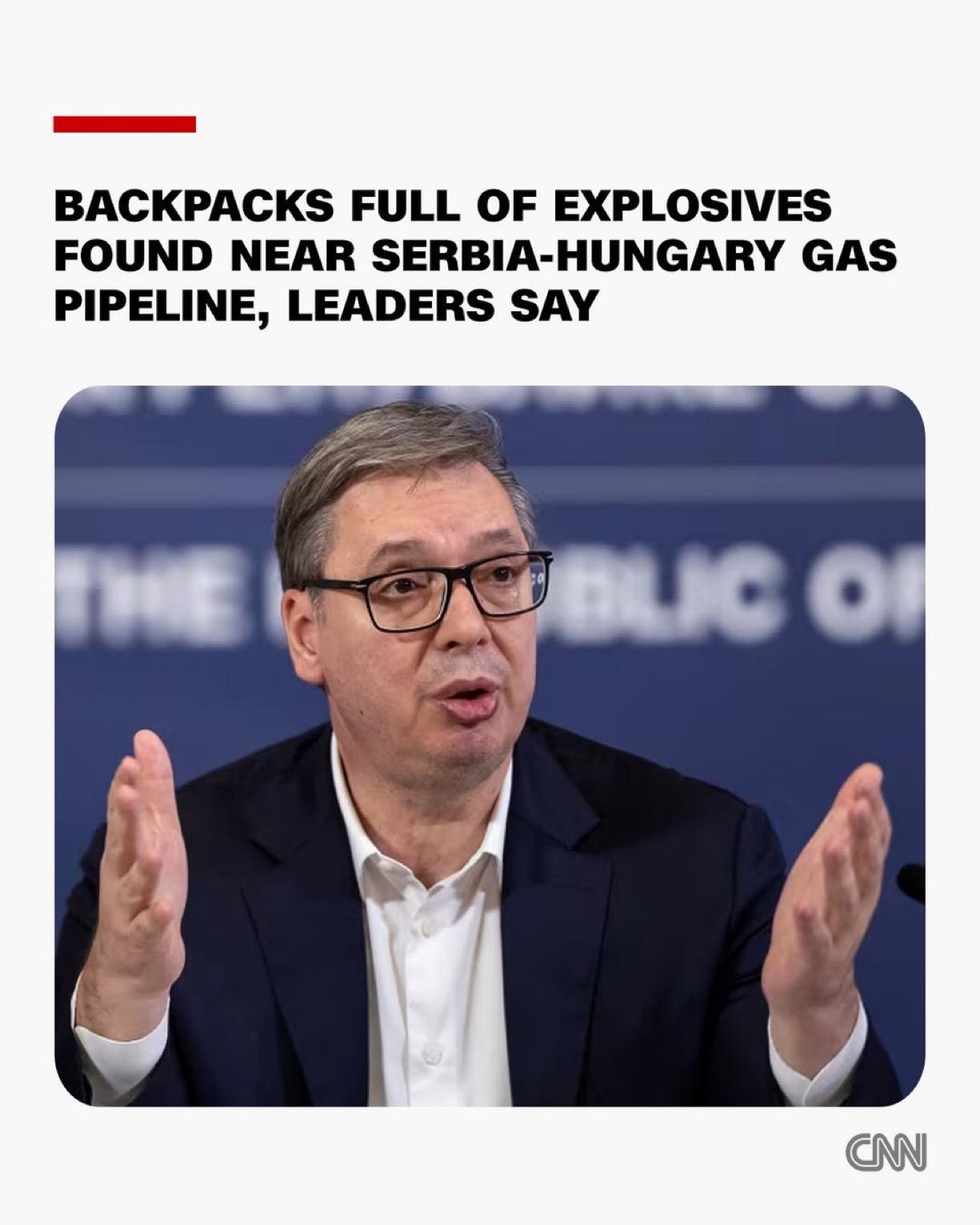 塞尔维亚总统亚历山大·武契奇说，在塞尔维亚匈牙利边境附近的一条输送俄罗斯天然气的