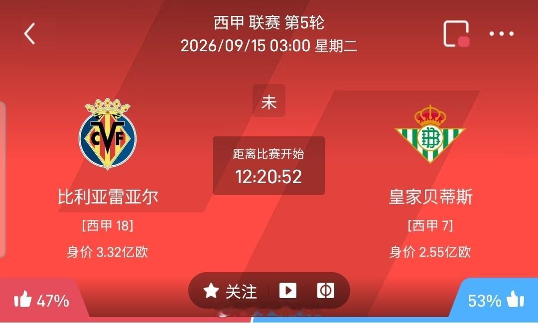 【足球】周一012西甲联赛方向：比利亚雷亚尔vs皇家贝蒂斯西甲：比利亚雷亚尔VS