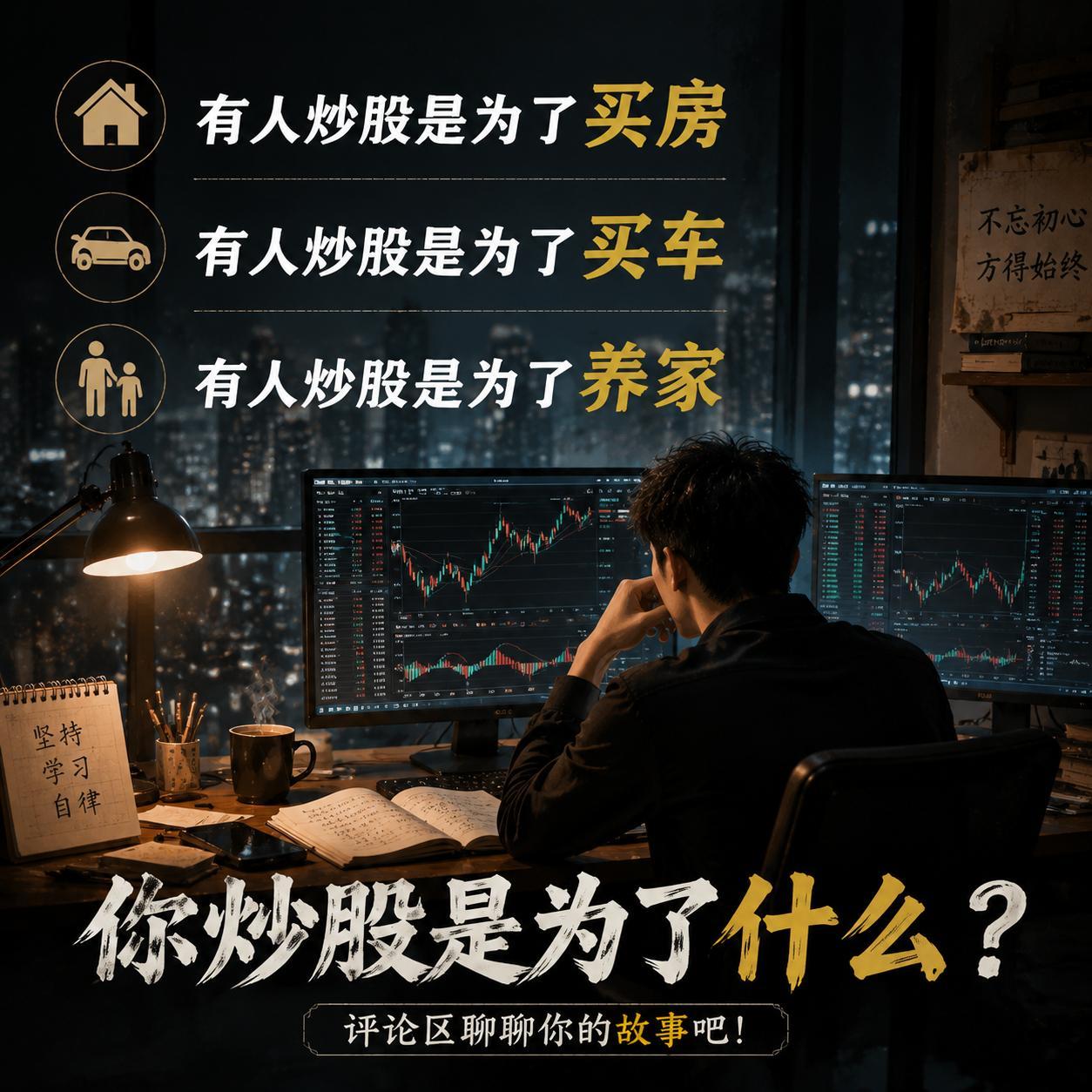 有人炒股是为了买房，有人炒股是为了买车，有人炒股是为了养家。你炒股是为了什么？ 