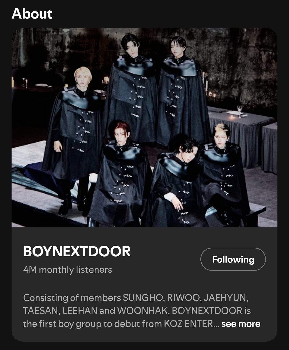 BOYNEXTDOOR Spotify月听众突破4️⃣0️⃣0️⃣万，创下自身职