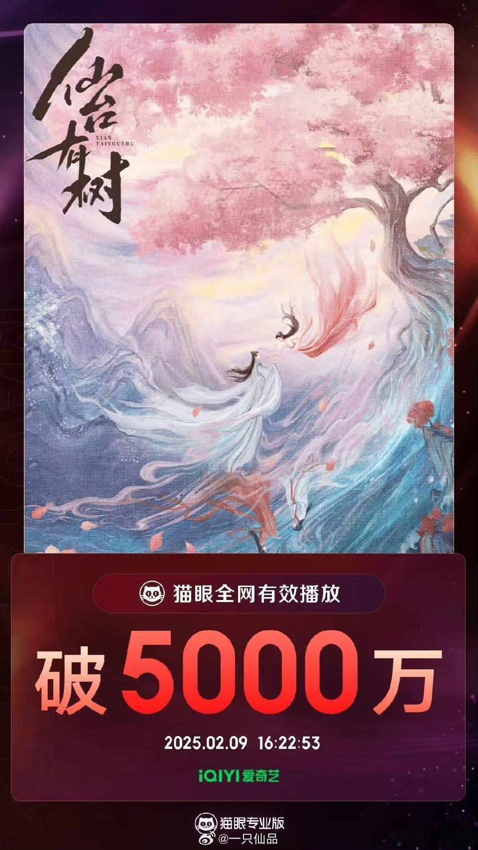 邓为《仙台有树》开播第3天全网有效播放量破5000万！ 真棒呀！恭喜🎊 
