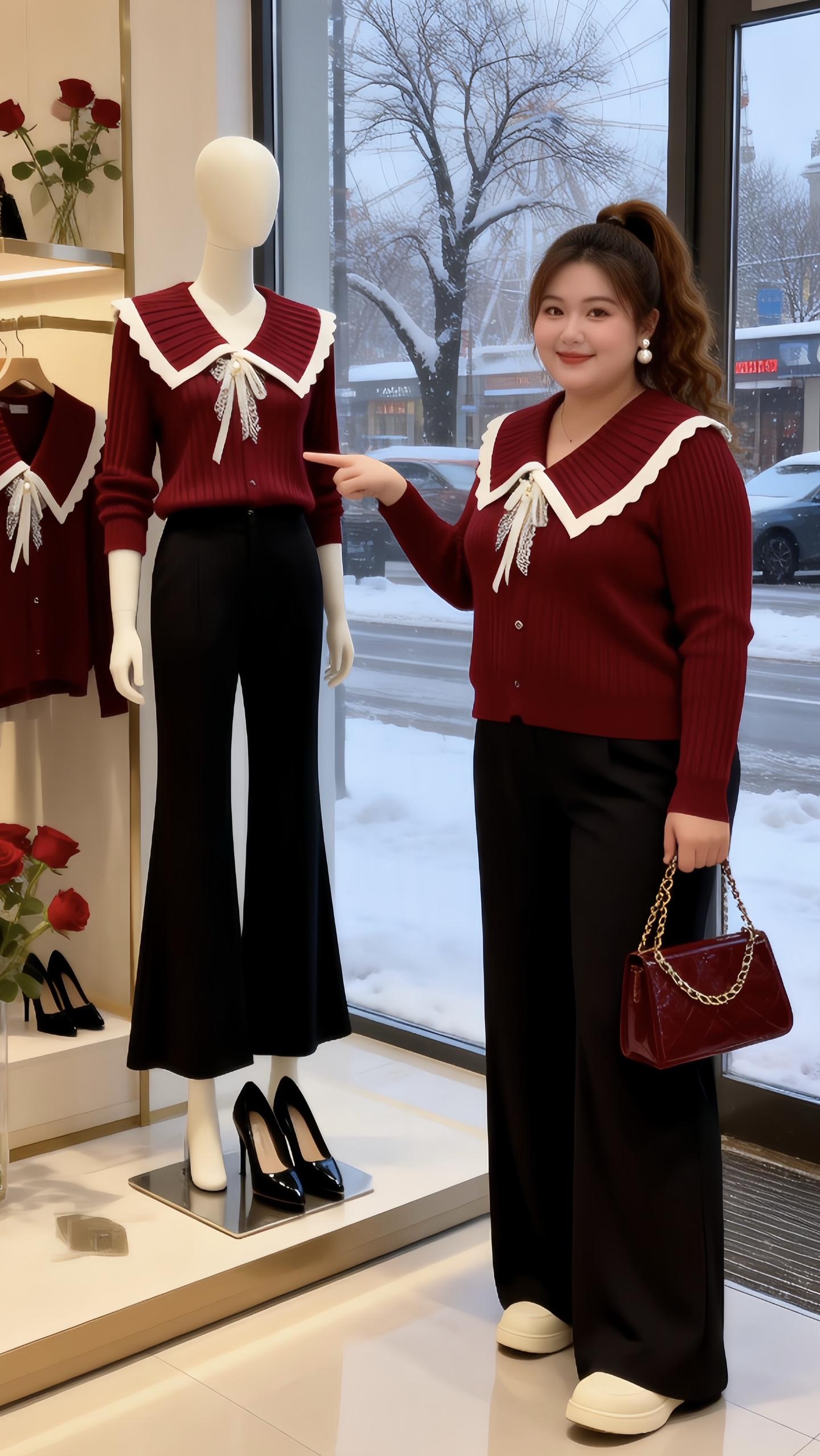 大码穿搭韩系针织打底衫脱下外套也体面的秋冬内搭当我找到了适合的穿搭微胖...