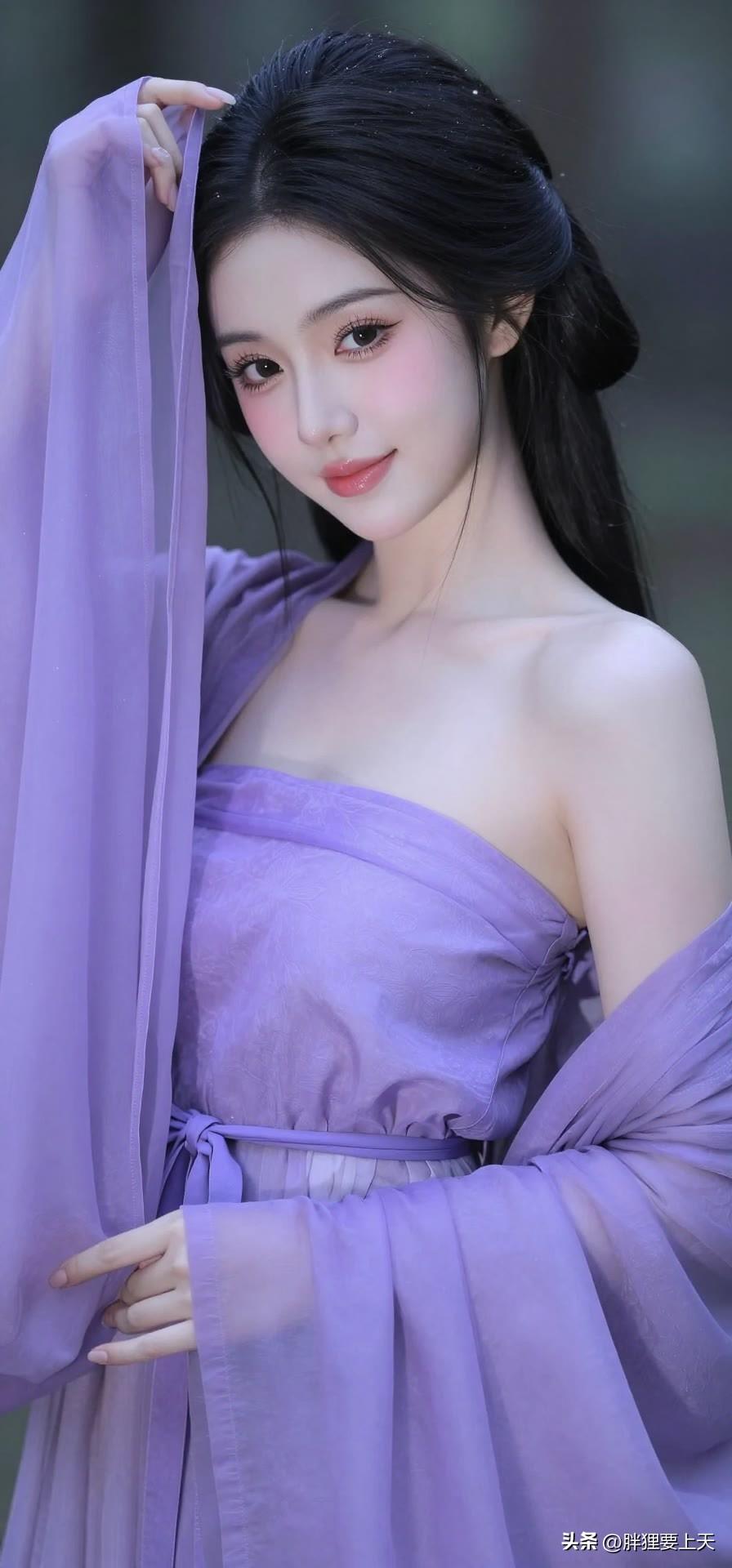 人间皆是浪漫，而我偏爱这抹紫。美女人像群 高清美女 高雅气质美女 古风 古风美女
