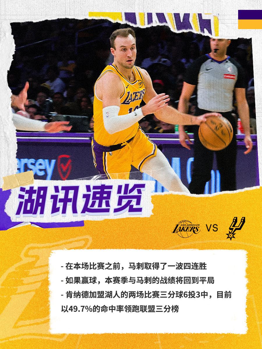 「湖讯速览」马刺vs湖人 湖人国度