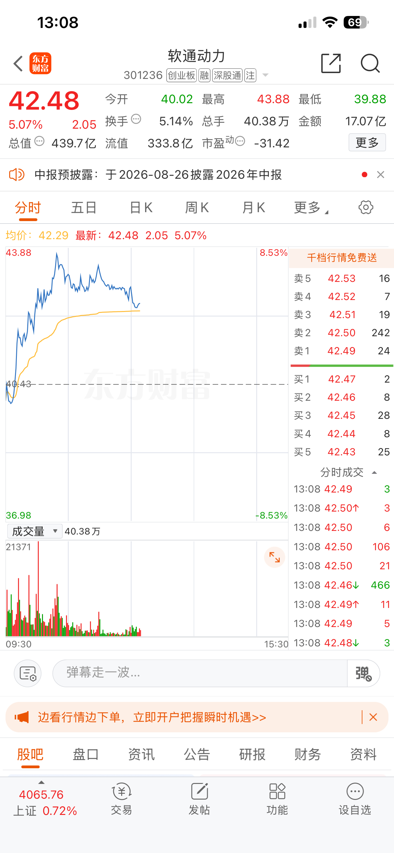 逢低关注：软通动力 301236 