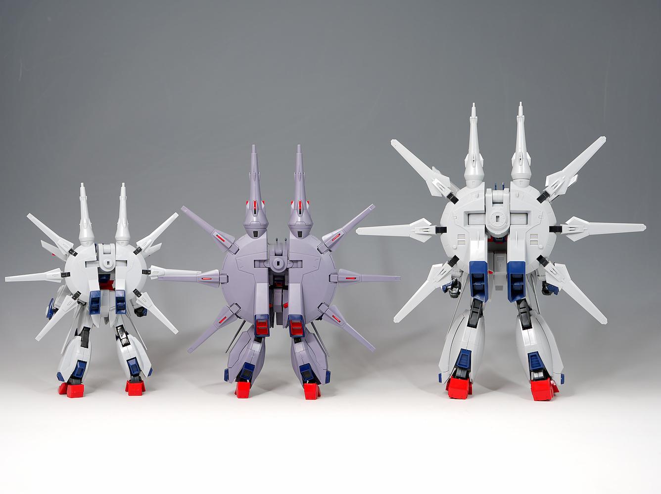 HGCE和1/100传奇高达的对比，乌龟壳基本就是1/100的大小，锥型的X5龙