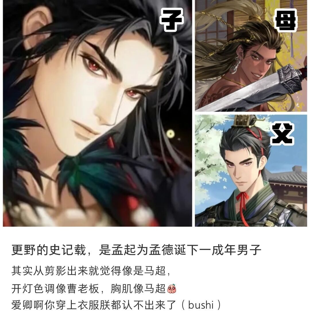 代号鸢野史 更野的史记载，是孟起为孟德诞下一成年男子[摊手]#代号鸢##如鸢# 